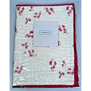 AUGGIE Bedding - Quilted Baby Pillow Sham / Cover - Pink Floral 12" x 18…